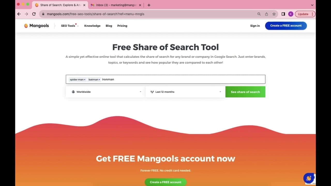Share of Search Free tool - new URL feature