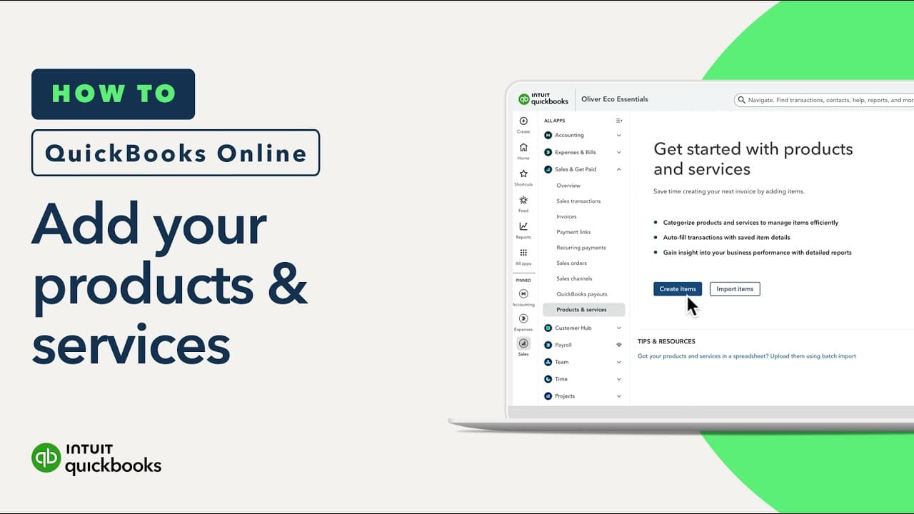 How to add your products & services to QuickBooks Online