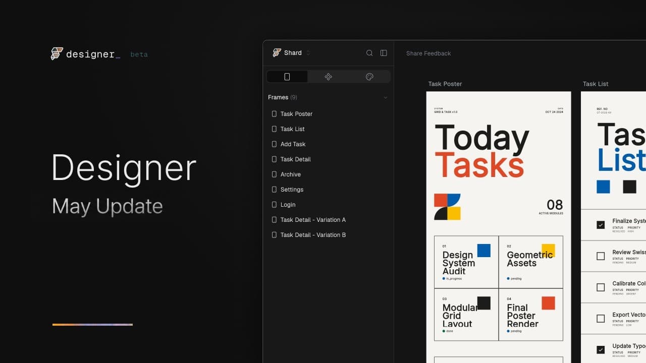 Designer May Update: 10 New Features Now Live