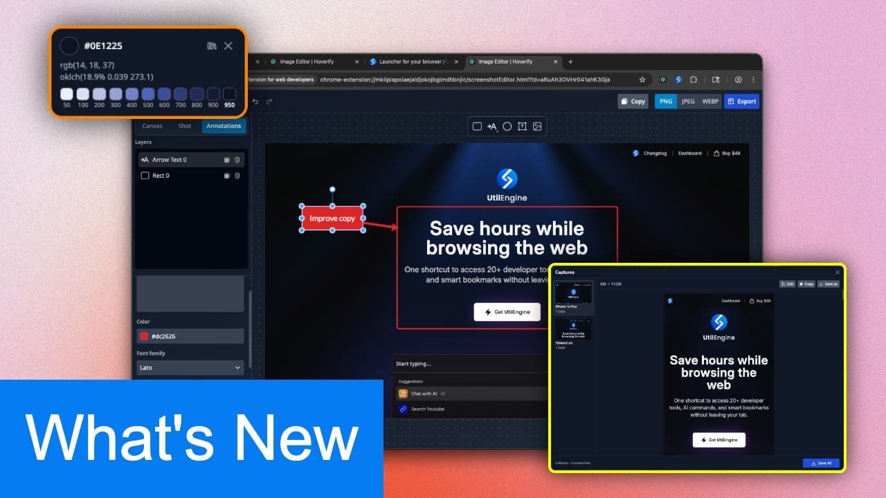 Hoverify Update: Screenshot Editor Overhaul, Responsive Captures & More | v4.7.2