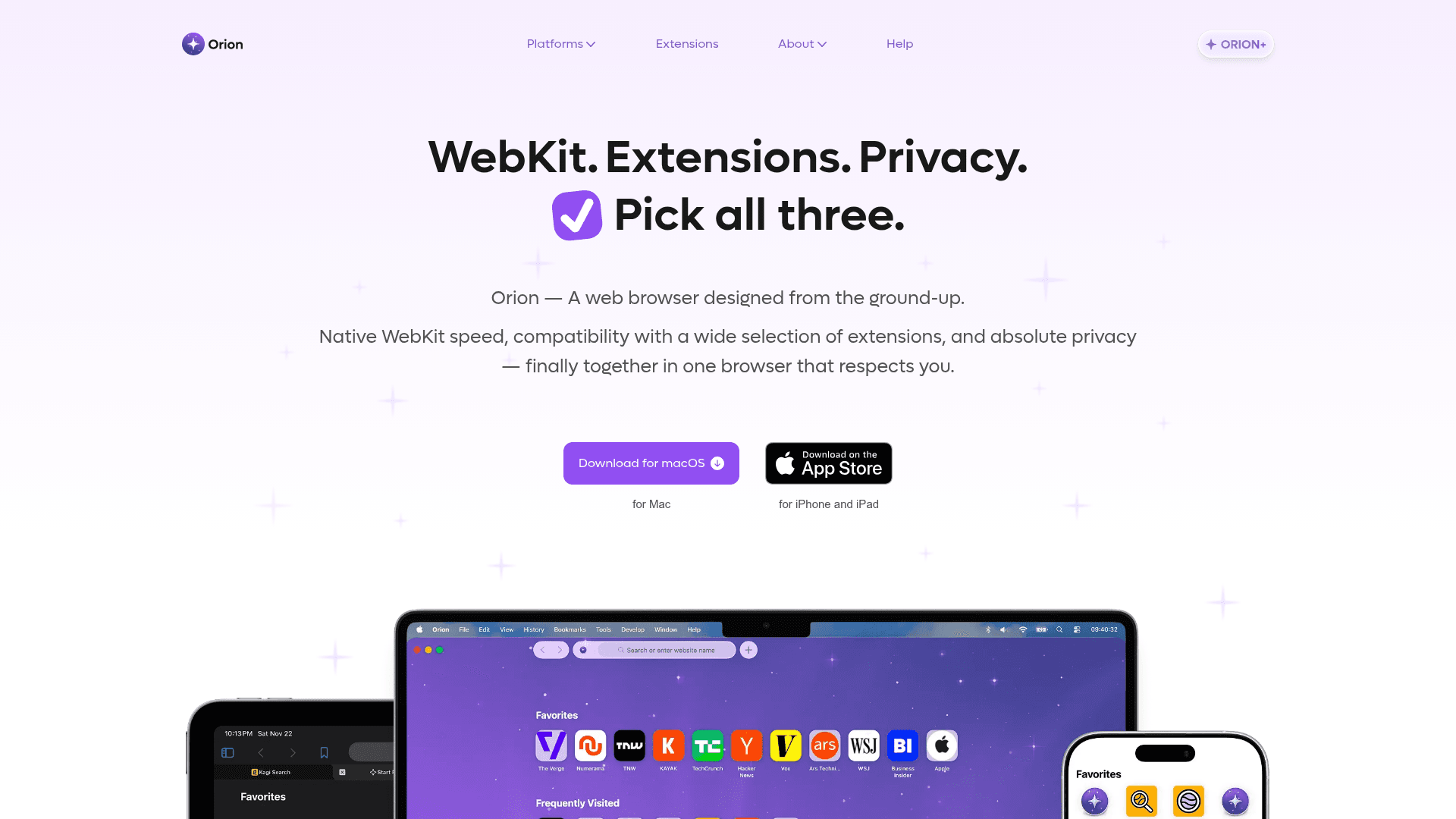 Orion homepage