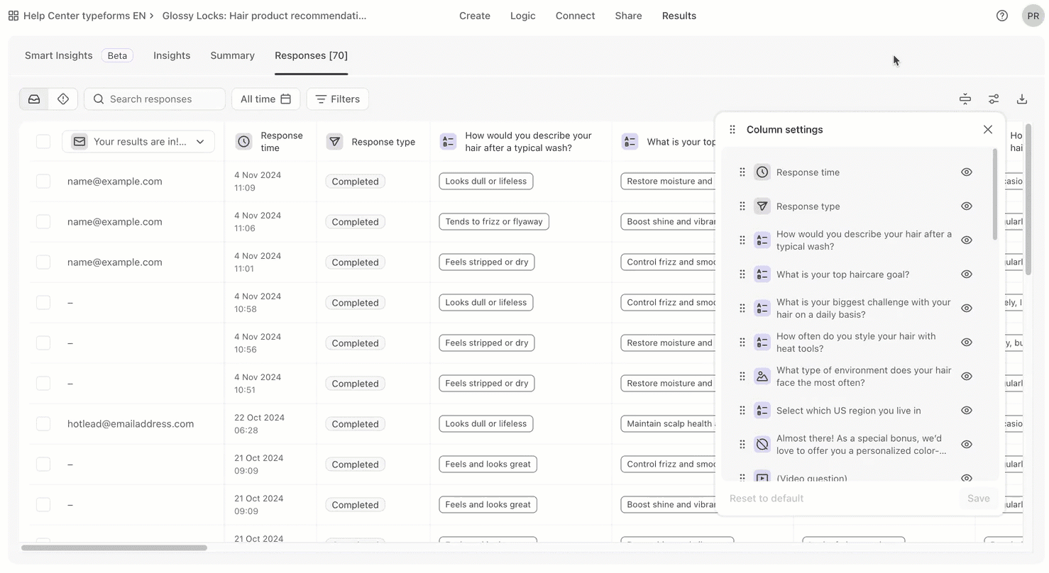 Typeform dashboard