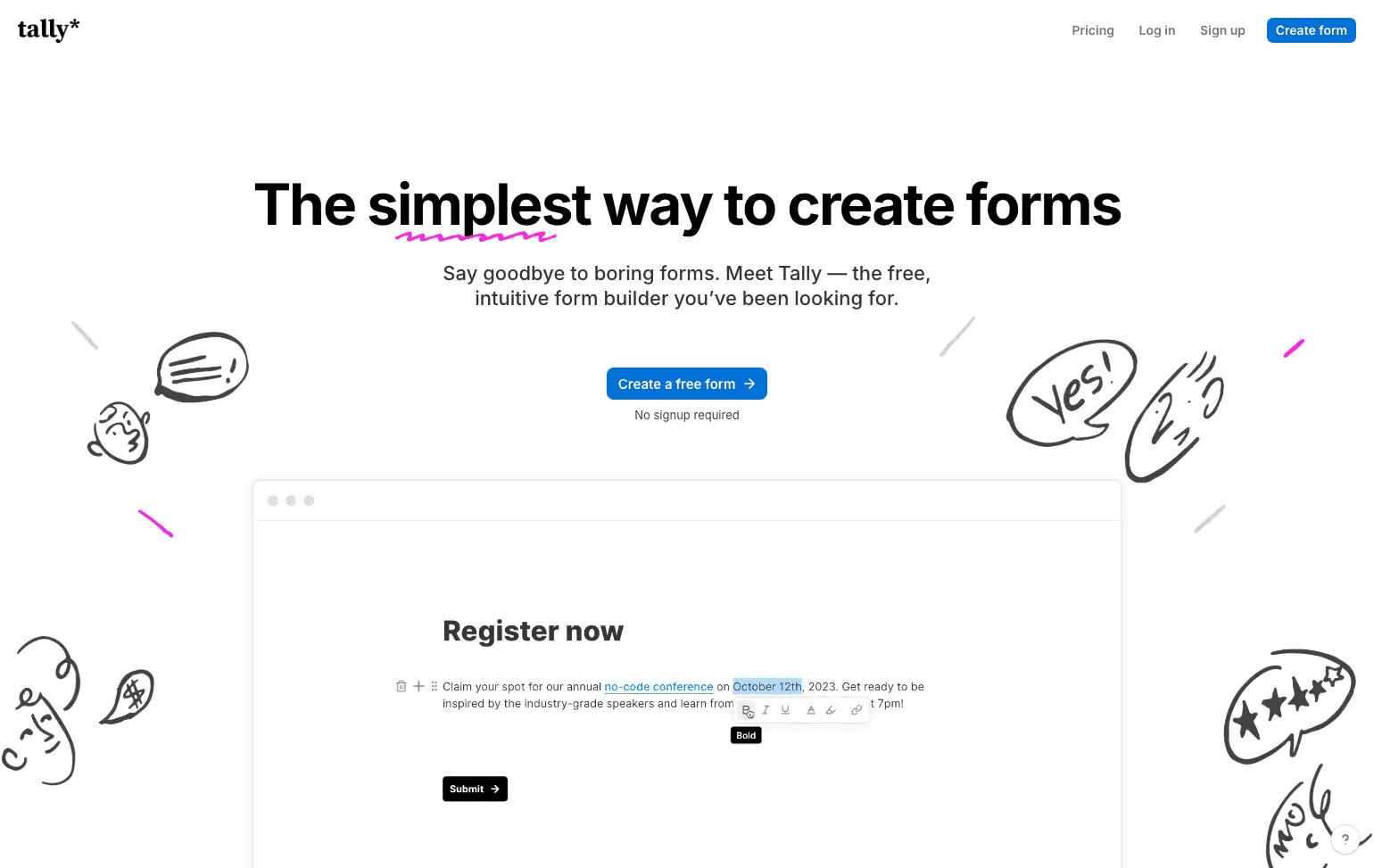 Tally form builder