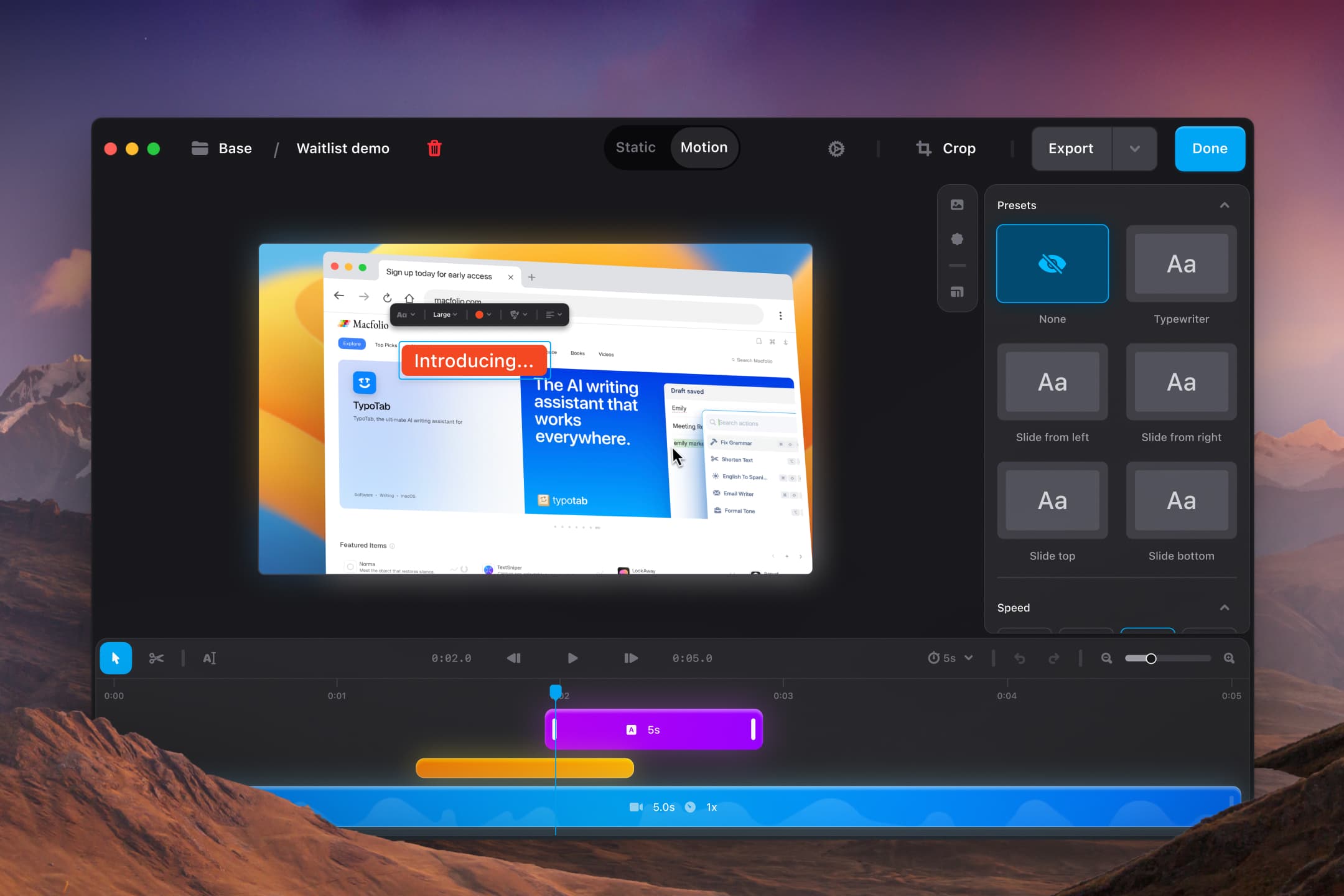 Shotbase screenshot workspace